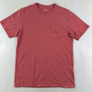 Vineyard‎ Vines Pocket Tee Shirt Men Small Faded Red Naples Print Whale Cotton